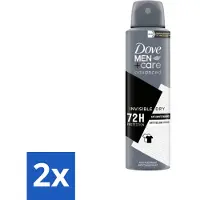 Dove 2 x Men+Care Deodorant Spray - Invisible Dry - 150 ml - Deodorant Spray - Antitranspirant - Men+Care - 72 Uur Bescherming - Kledingbescherming