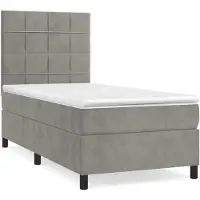 Syfax Boxspring met matras fluweel lichtgrijs 90x200 cm