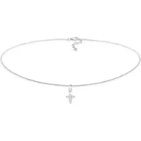 Elli - Halsketting - Dames Choker Kruis Religie met Zirkonia kristallen in 925 sterling zilver - Dames