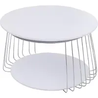 Mendler MCA salontafel -P60, bijzettafel koffietafel loungetafel, metaal MDF rond Ø 70 cm ~ wit