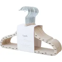 3 Sprouts - Fluwelen kledinghanger (15 stuks) - Dubbele stip beige - 20.5 x 29 cm