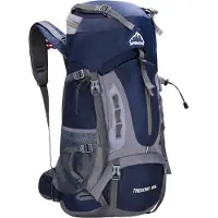 Springos Backpack - Rugzak - Multifunctioneel - Kamperen - Reizen - Regenhoes - Fluitje - 60 Liter - Grijs/Blauw