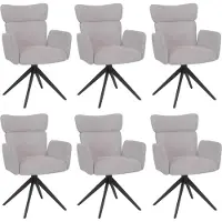 MCW Set van 6 eetkamerstoelen -N11, stoel, draaibaar, auto-return, bouclé-stof 350 g/m², Oeko-Tex ~ lichtgrijs, poten donkergrijs