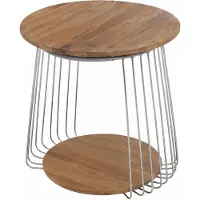 MCA salontafel MCW-P60, bijzettafel koffietafel loungetafel, metaal MDF rond Ø 50 cm ~ bruin
