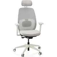 Hjh OFFICE Ergonomische bureaustoel Skandis Pro met hoofdsteun grijs / wit frame