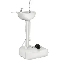Costway Campingwastafel met 17 liter watertank & voetpomp & handdoekhouder mobiel wasstation spoelbak handwasbak draagbaar voor tuin outdoor-evenementen 51 cm x 33 cm x 102 cm