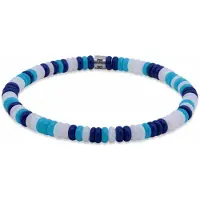 Frank 1967 7FB-0801 – – Heren Armband – Kralenarmband – Wit, Lichtblauw & Donkerblauw – Zilverkleurig