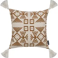 NOVÉE Coffee / white tassle | 45 x 45 cm | kussenhoes | polyester