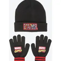 Disney Marvel Comics Kinder Winterset – Muts & Handschoenen – Zwart – Warm & Zacht – One Size – Officiële Marvel Merchandise – Winteraccessoires Kind