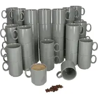 MamboCat 48-delige set EVENT stapelbare koffiemokken GRIJS porselein 250 ml