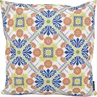 Gek op kussens! Sierkussen mozaiek oranje/blauw outdoor | 45 x 45 cm | katoen/polyester
