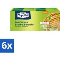 Toppits – Lunchzakjes – Hersluitbaar – 1 Liter – 50 Zakjes - Voordeelverpakking - 6 stuks