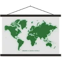 MuchoWow Wereldkaart modern groen schoolplaat platte latten zwart 120x80 cm - Foto print op textielposter (wanddecoratie woonkamer/slaapkamer)