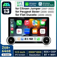 Hexinex Quad-Core autoradio Geschikt voor Fiat Ducato Peugeot Boxer Citroen Jumper 2012-2022 - Draadloos CarPlay, Android Auto, Android 13, multimediaspeler, 2GB+64GB