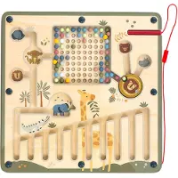 Playwood houten magneet labyrint safari Montessori speelgoed 28x28cm.