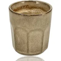 Discountershop Koffiekopje 200ml – Beige Glazuur Zonder Oor – Keramisch Espresso Kopje en Cappuccino Beker – Aardewerk Koffiemok – Voor Koffie, Thee en Horeca