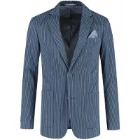 Gents - pak / kostuum krijtstreep denimblauw - Polyblend - Denimblauw - Maat 44/44