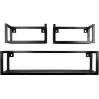 Home67 Wandplank vintage mangohout set van 3 klein