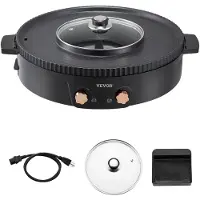 Vevor Hot Pot met grill 1800W 2-in-1 elektrische rookloze grill