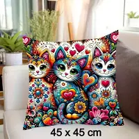 Allernieuwste.nl Kussenhoes Boho Fleurige Katten Kitten – Zachte Kussensloop 45x45 cm – Verborgen Ritssluiting – Decoratief Sierkussen voor Woonkamer, Slaapkamer & Bank