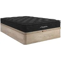 Vente-unique Set 140 x 190 cm bedbodem met opbergruimte, licht naturel + matras met pocketveren met ingebouwd dekmatras van 28 cm dik - BLACK DREAM van YSMÉE
