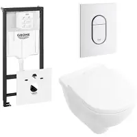 Villeroy & Boch O.NOVO Closet met GROHE reservoir inclusief Cosmopolitan wc bedieningsplaat wit 0729205/0729242/0124124/0124182/
