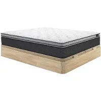 Vente-unique Set 180 x 200 cm bedbodem met opbergruimte lichte houtlook + hybride matras met pocketveren en ingebouwde tophybride matras dikte 30 cm - GAMIANI van YSMÉE