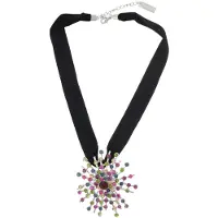 Behave - Ketting met hanger broche - Zwart lint - Glam stijl - 40 cm