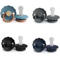 Frigg DAISY Fopspeen set 4 stuks - Siliconen - Maat 2 - vanaf 6 maanden - Jet Black - Graphite - Dark Navy - Breeze