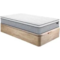 Vente-unique Set 90 x 190 cm bedbodem met opbergruimte, licht naturel + matras met pocketveren van 22 cm dik - SERENITE van YSMÉE