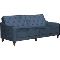 DOMUS Slaapbank-VintageTufted - 3-zits - Blauw Fluweel