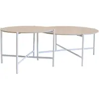 Giga Meubel Salontafel Abano Travertin Rond Set van 2