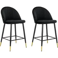 Loft 24 Marlis-Barkruk - Set van 2 - Zwart Fluweel