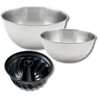 Zenker Set met 1 kouglofvorm 22 cm, 1 spatel en 2 roestvrijstalen mengkommen Fackelmann