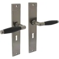 Intersteel deurklink Ton basic met schild PC55 mm rechthoekig met rillen 235x43mm nikkel mat/zwart