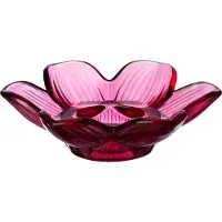 B Living Glazen Waxinehouder – Bloemvorm – Diep Roze Transparant - Ø12 H3 cm