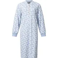 Lunatex - warm dames nachthemd 224186 - aangeruwd interlock - blauw - maat S