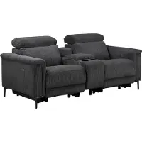 Notio Living Lund - Dubbele relaxfauteuil met elektrische functie in corduroy antraciet (97 x 194 x 100 cm)