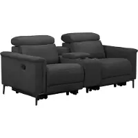 Notio Living Lund-Dubbele relaxfauteuil met handmatige functie in stof antraciet