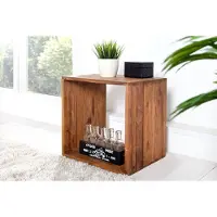 Invicta Handgemaakte bijzettafel MAKASSAR 45cm Plank met sheesham steenafwerking massief hout - 35862