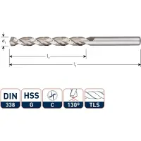 Rotec HSS houtspiraalboor, TLS, Ø 5,0 x 52 / 86 mm (10 stuks)