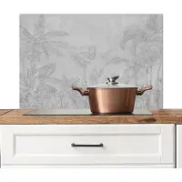 KitchenYeah Spatscherm keuken 80x55 cm - Kookplaat achterwand Beton - Patroon - Grijs - Muurbeschermer - Spatwand fornuis - Hoogwaardig aluminium