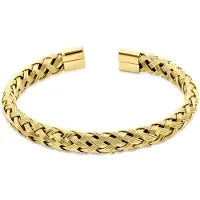 CO88 Collection - 8CB-91397 - Dames Bangle Goudkleurig - Gevlochten Armband - Roestvrij Staal (RVS) - 18 cm - Cadeau voor Haar