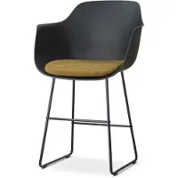 Nolon Nino-Liz barkruk zwart met mosgroen Zitkussen - zwart onderstel - 65 cm