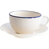 Val Pottery Foolish Cosy cappuccino kop en schotel blauwe lijn