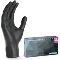 ARNOMED Latex Disposable Gloves XS Black Powder Free Pack of 100 Disposable Gloves Available-XS
