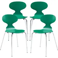 En.casa Eetkamerstoel 'Kil', set van 4, keukenstoelen, 80 x 47 x 48 cm, hout, metalen frame, groen/chroomkleur