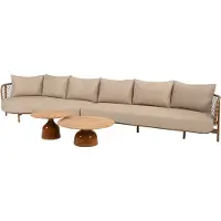 4 Seasons Outdoor June Martinique chaise longue loungeset 4 delig teak amber