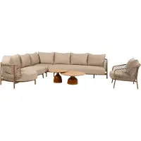 4 Seasons Outdoor June Martinique modulaire hoek loungeset 6 delig teak amber