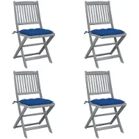 vidaXL Tuinstoelen 4 st inklapbaar met kussens massief acaciahout